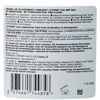 Listerine coolmint - Zero milder Geschmack ohne Alkohol 1 Liter