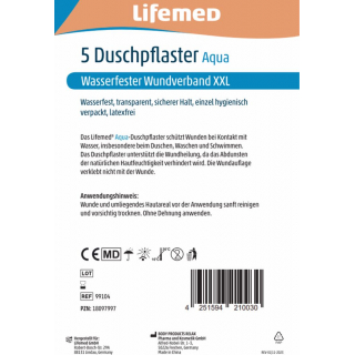 Lifemed Duschpflaster XXL 10cm x 8cm Aqua 5 St�ck