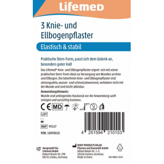 Lifemed Knie und Ellenbogenpflaster - 3 St�ck 7,6cm x 6,5cm