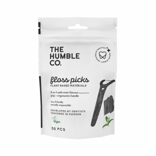 Humble Floss Picks, Grip Handle, Minze mit Aktivkohle