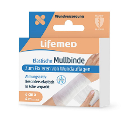 Lifemed Elastische Mullbinde 4 m x 6cm wei�