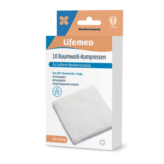 Lifemed Mull - Kompressen Baumwoll wei� 9,5cm x 9,5cm 10 St�ck