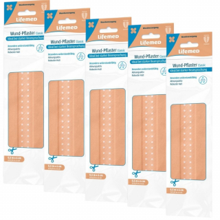 5x Lifemed Wundpflaster Classic 5x 50cm -  6 cm Breit