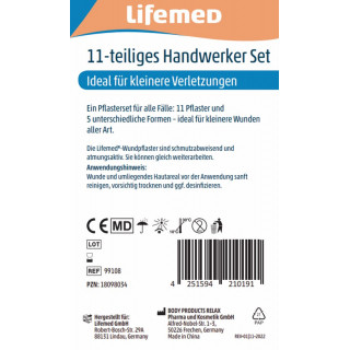 Lifemed Handwerkerset Wundpflaster 11 teilig mit 5 Gr��en